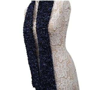 Shiny black purple blue knit scarf